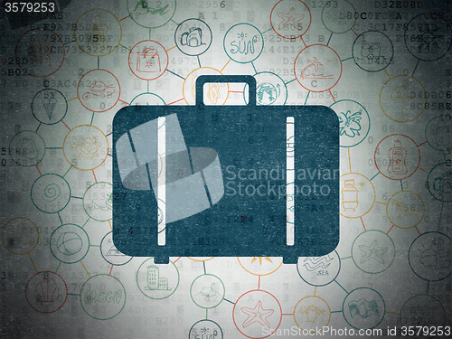 Image of Vacation concept: Bag on Digital Paper background