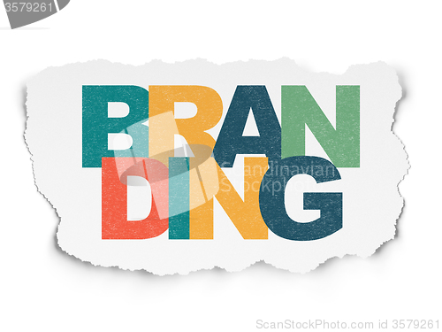 Image of Advertising concept: Branding on Torn Paper background