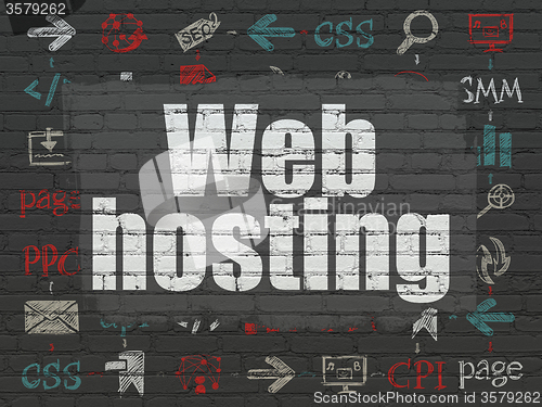 Image of Web design concept: Web Hosting on wall background