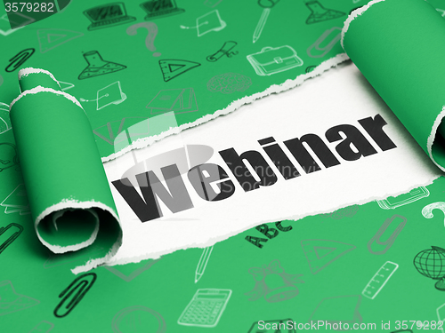 Image of Learning concept: black text Webinar under the piece of  torn paper