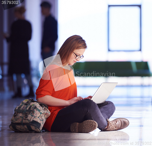 Image of student girl with laptop computer