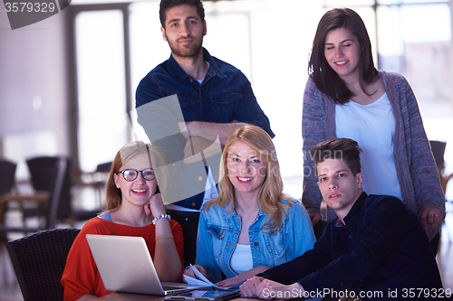 Image of students group standing together as team