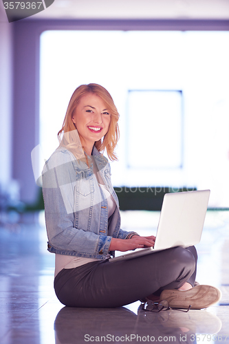 Image of student girl with laptop computer