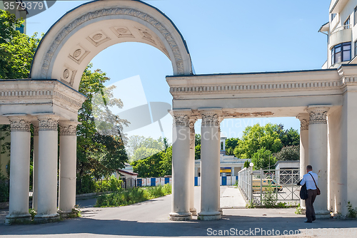 Image of Columns with arch. Kaliningrad. Russia