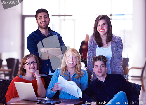 Image of students group standing together as team