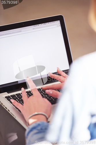 Image of student girl with laptop computer