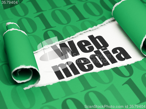 Image of Web development concept: black text Web Media under the piece of  torn paper