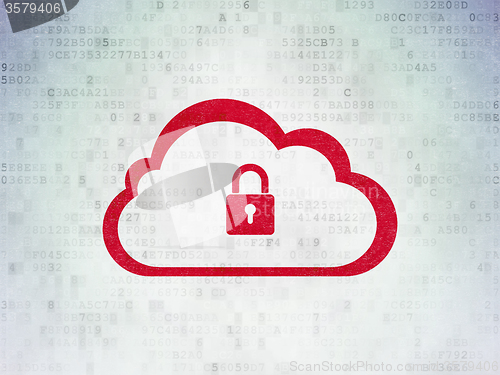 Image of Cloud technology concept: Cloud With Padlock on Digital Paper background