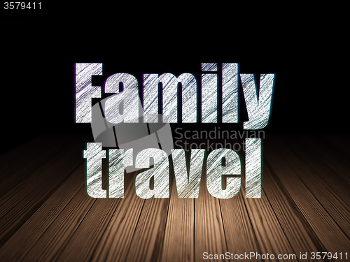 Image of Vacation concept: Family Travel in grunge dark room