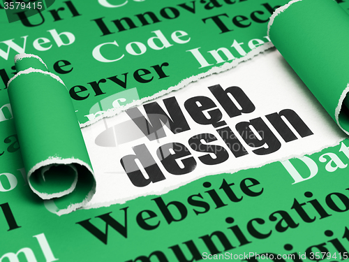 Image of Web design concept: black text Web Design under the piece of  torn paper