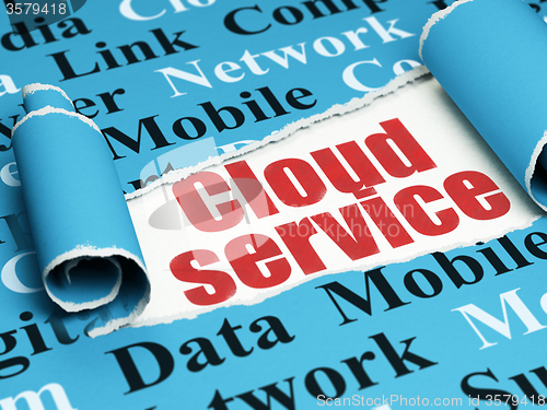 Image of Cloud technology concept: red text Cloud Service under the piece of  torn paper