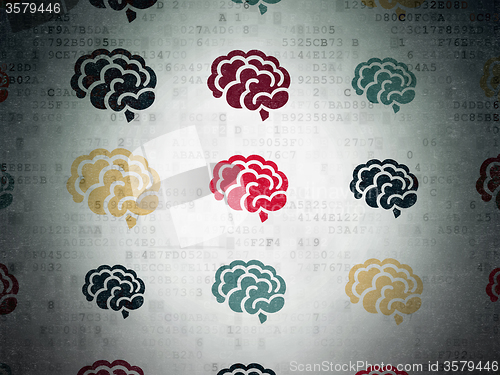 Image of Science concept: Brain icons on Digital Paper background