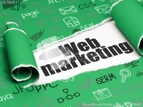 Image of Web development concept: black text Web Marketing under the piece of  torn paper