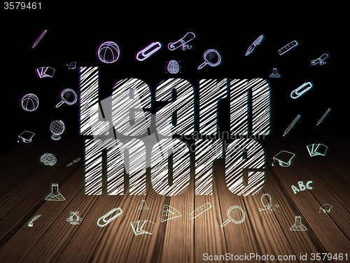 Image of Learning concept: Learn More in grunge dark room