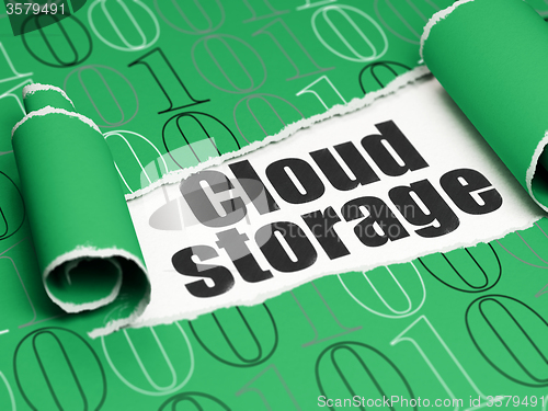 Image of Cloud networking concept: black text Cloud Storage under the piece of  torn paper
