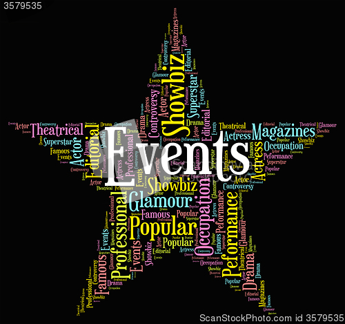 Image of Events Star Represents Wordcloud Words And Function