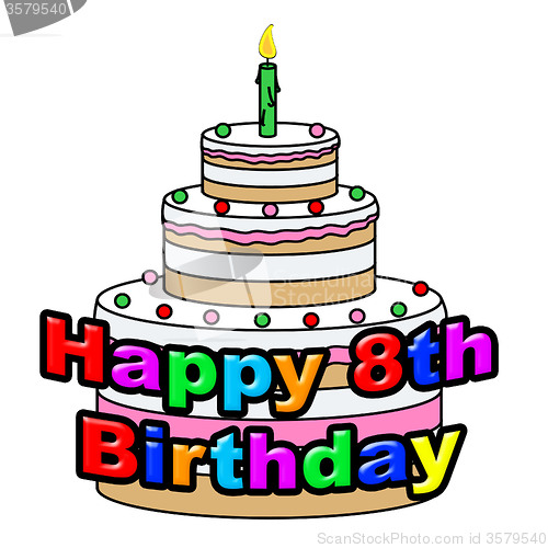 Image of Happy Eighth Birthday Indicates Celebration Party And Greetings