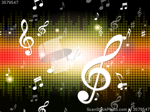 Image of Music Background Shows Musical Notes And Sounds\r