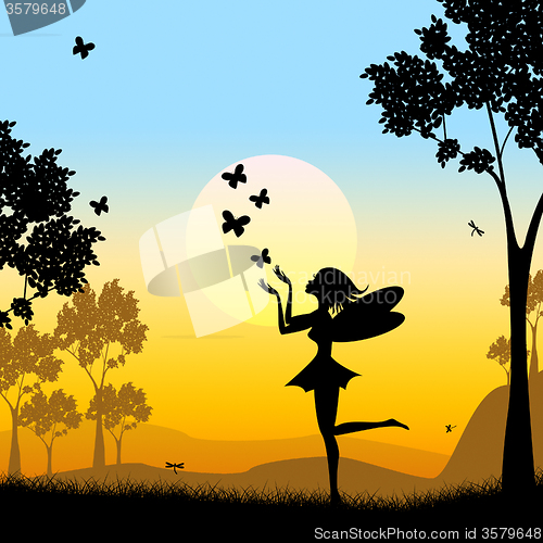 Image of Silhouette Fairy Shows Faries Fairyland And Silhouettes
