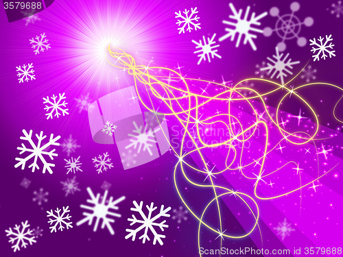 Image of Purple Squiggles Background Shows Pattern And Snowflakes\r