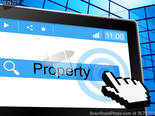 Image of Online Property Represents World Wide Web And House