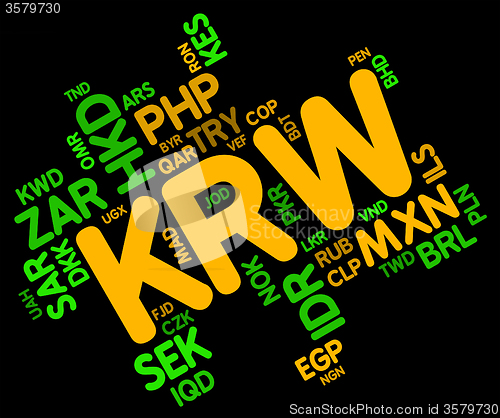 Image of Krw Currency Represents South Korean Wons And Broker
