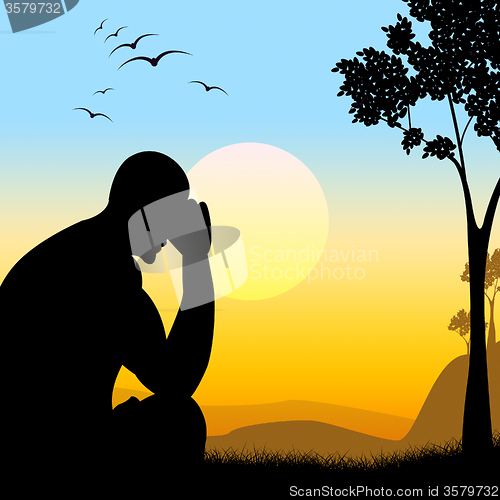 Image of Depressed Silhouette Represents Lost Hope And Man