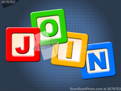 Image of Join Kids Blocks Represents Sign Up And Youngster