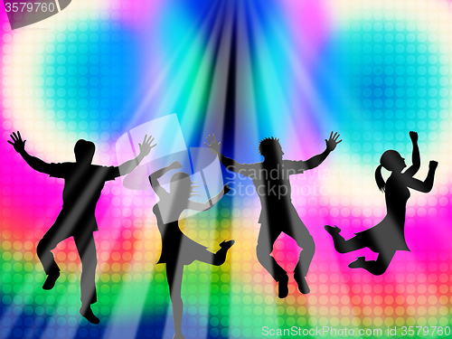 Image of Colorful Jumping Means Friends Vibrant And Multicolored