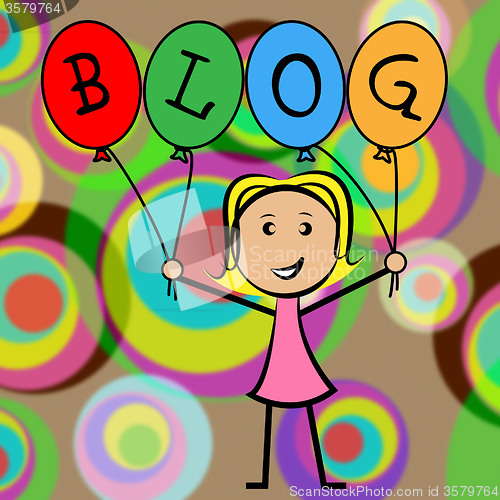 Image of Blog Balloons Shows Young Woman And Kids