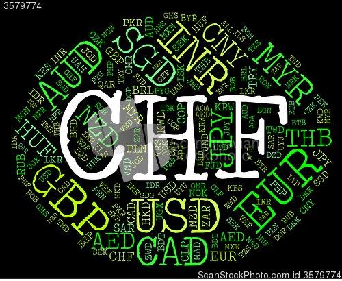 Image of Chf Currency Shows Swiss Franc And Banknotes