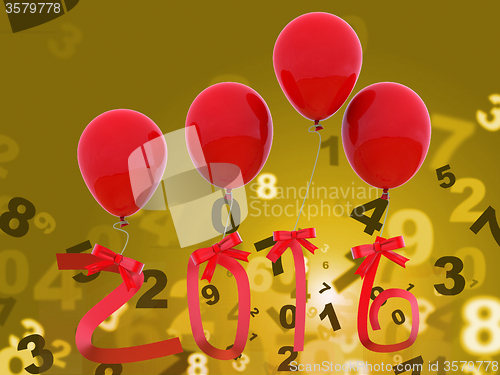 Image of Twenty Sixteen Indicates Happy New Year And Celebrations