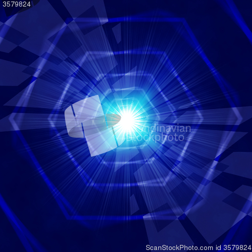 Image of Blue Light Background Shows Hexagons Beams And Shining\r