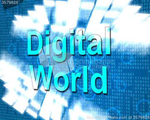 Image of Digital World Represents Hi Tech And Data
