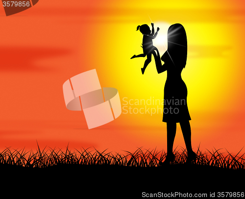 Image of Nature Mother Represents Kid Environment And Green
