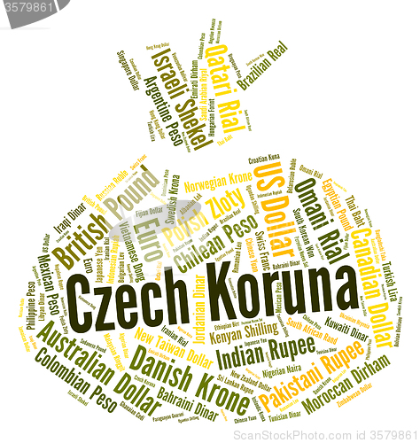 Image of Czech Koruna Indicates Exchange Rate And Banknotes