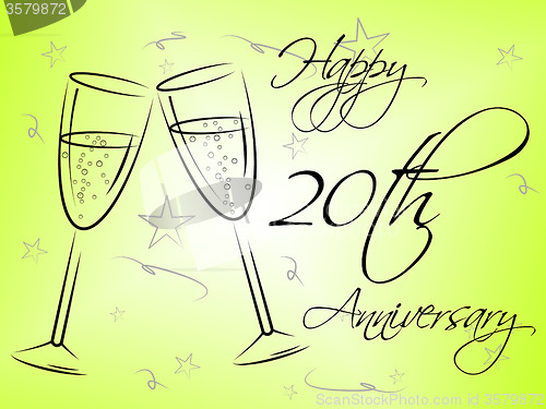 Image of Happy Twentieth Anniversary Represents Annual Greeting And Celebration