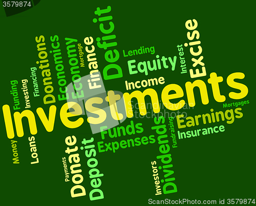 Image of Investments Word Indicates Investor Words And Opportunity