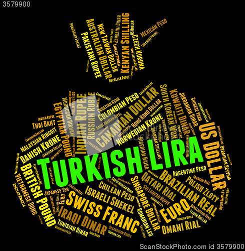 Image of Turkish Lira Indicates Foreign Currency And Coinage