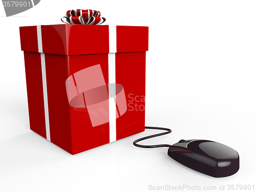 Image of Gift Online Means World Wide Web And Box
