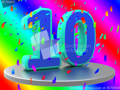 Image of Tenth Birthday Means Happy Anniversary And 10Th