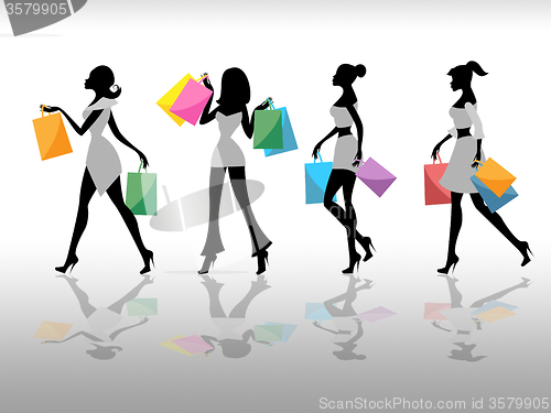 Image of Women Shopping Indicates Retail Sales And Adult