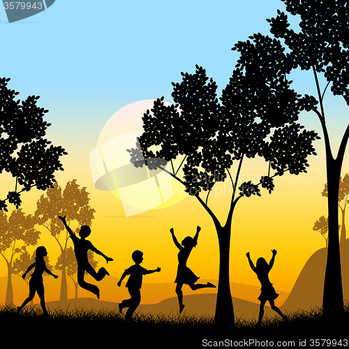 Image of Playing Tree Represents Kids Youngsters And Childhood