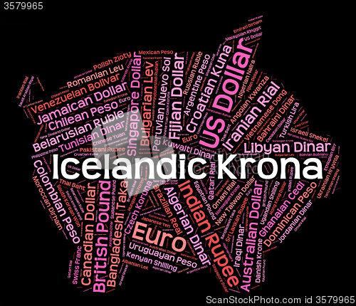 Image of Icelandic Krona Shows Worldwide Trading And Exchange