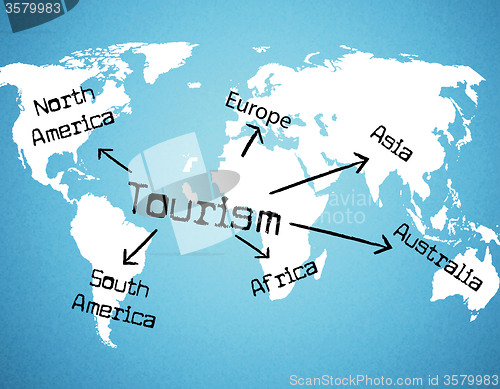 Image of Tourism Worldwide Means Voyage Holiday And Globe