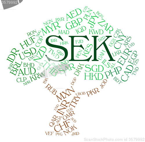 Image of Sek Currency Represents Worldwide Trading And Exchange