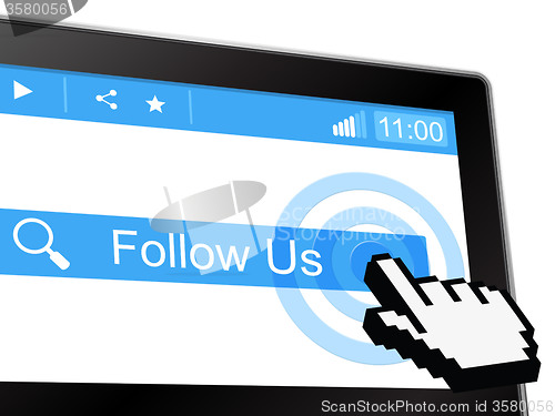 Image of Follow Us Represents Social Media And Fan