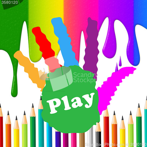 Image of Play Handprint Indicates Free Time And Artwork