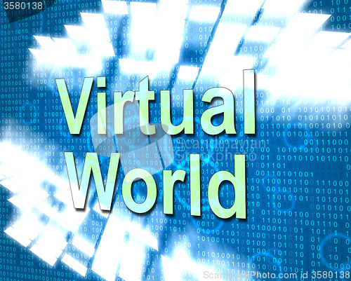 Image of Virtual World Represents Web Site And Earth