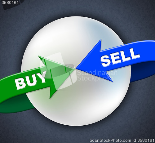 Image of Buy Sell Arrows Shows Retail Purchase And Shop